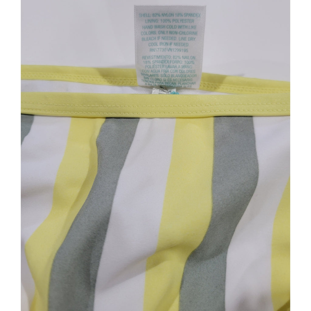Kona Sol Women’s Yellow Gray White Striped Hipster Bikini Bottom NWOT 2x
