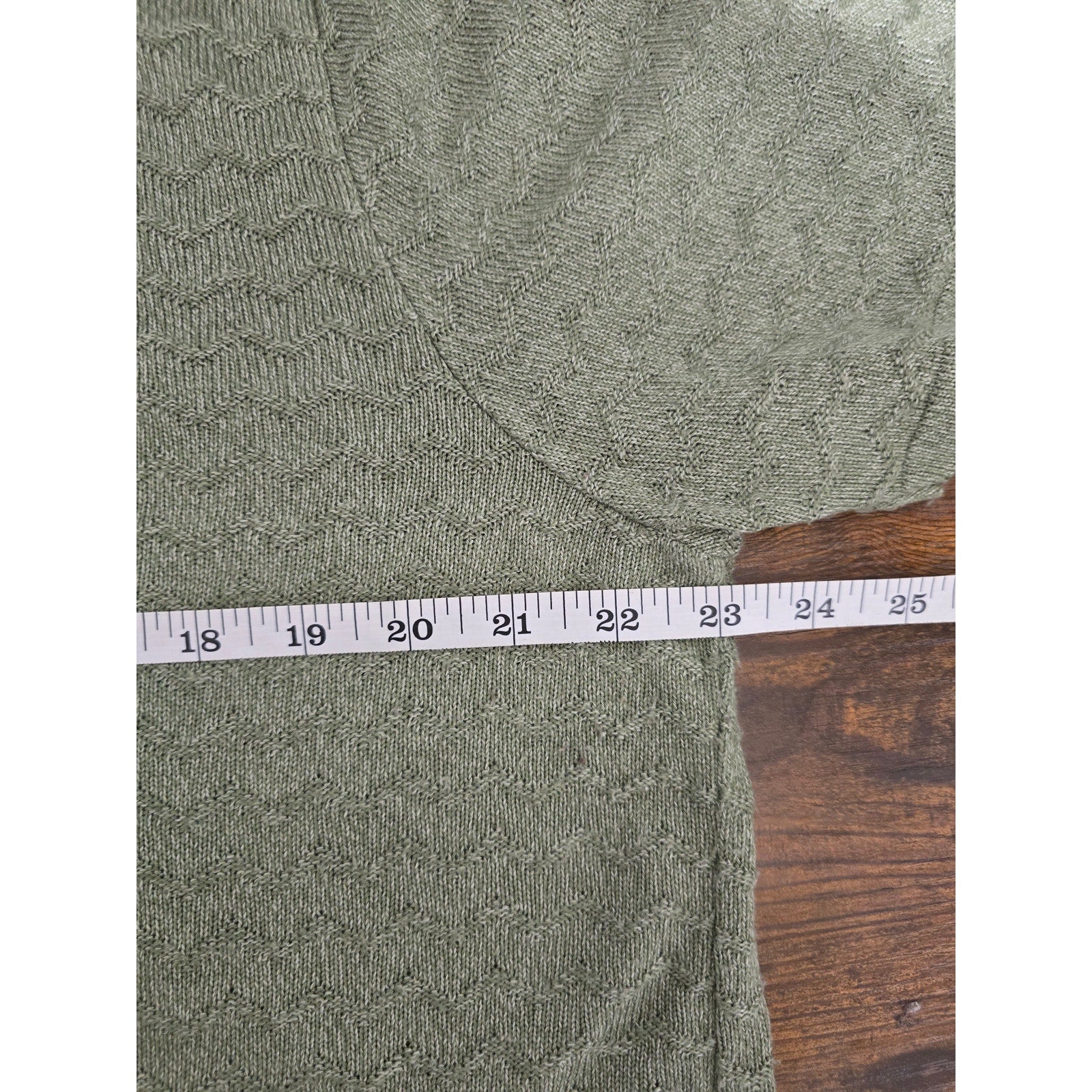 Alfred Dunner Women's Size XL Sage Green Chevron Knit Short Sleeve Sweater Top
