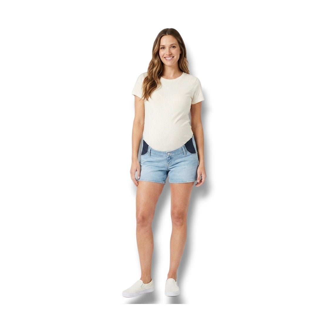 Isabel Maternity by Ingrid Isabel Women’s Side Panel MIDI Maternity Jean Shorts