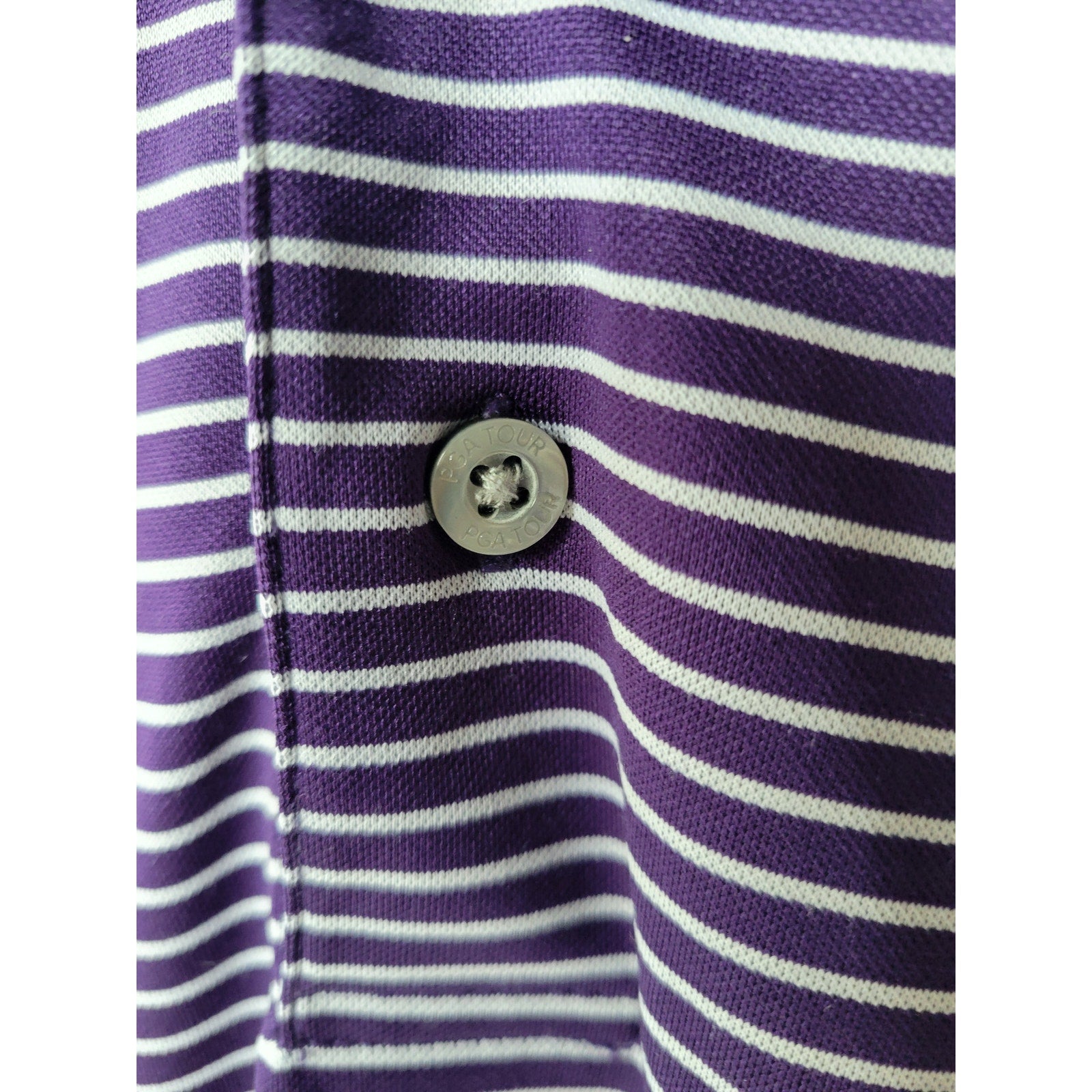 PGA TOUR Men’s XL Purple Striped Golf Polo Shirt Classic Fit Performance