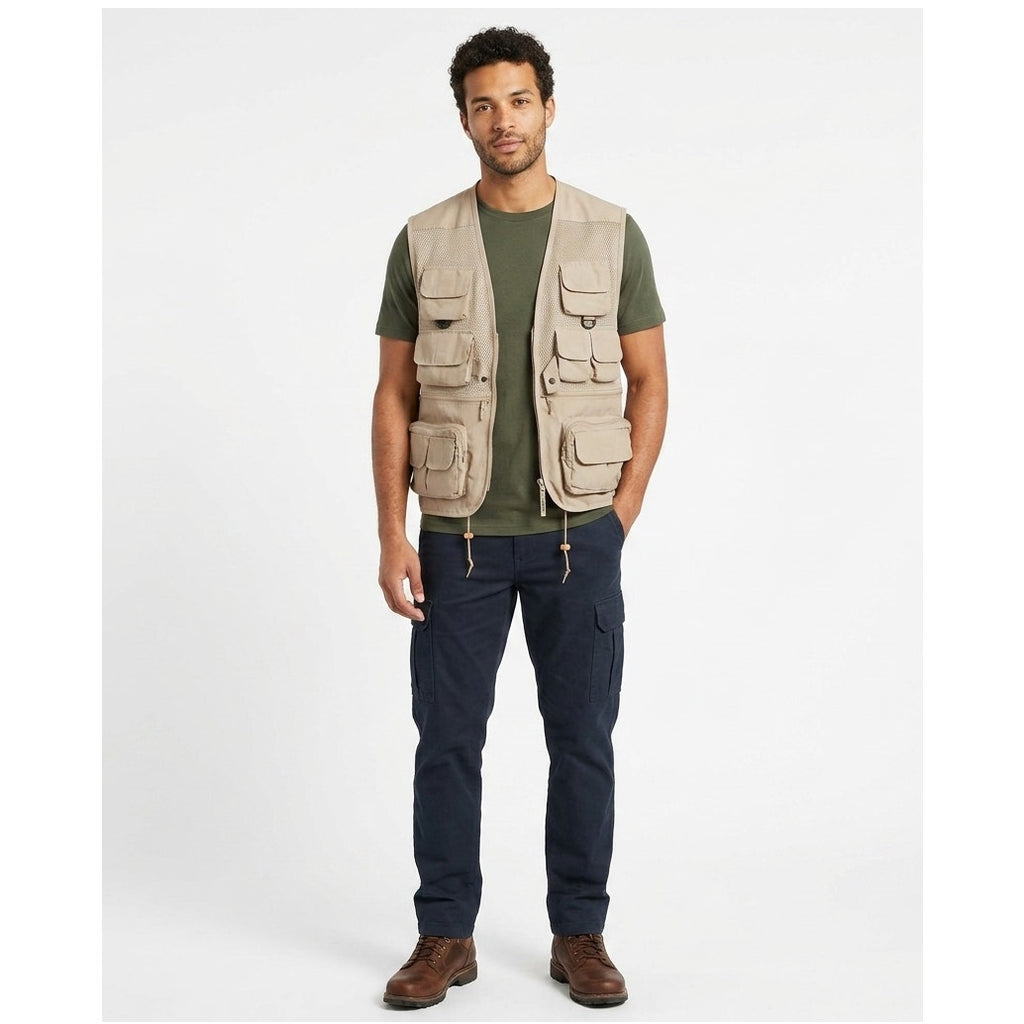 Humvee Men’s Khaki Safari Fishing Camping Utility Vest Cotton Blend Outdoor Gear