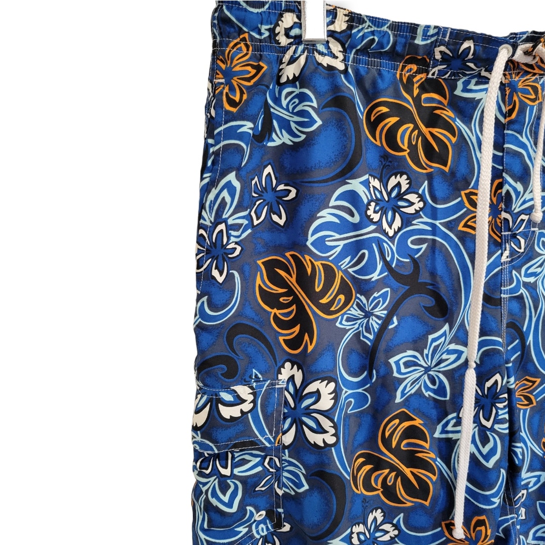 Ocean Pacific OP Sports Men’s Blue Floral Swim Trunks – Size Large