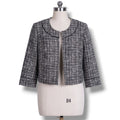White House Black Market Women's Black White Textured Snap Front Crop Jacket