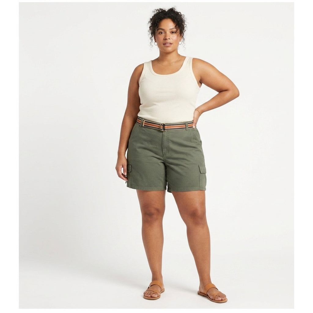 Riveted by Lee Women’s 24W Cargo Shorts w/ Belt Army Green Outdoor