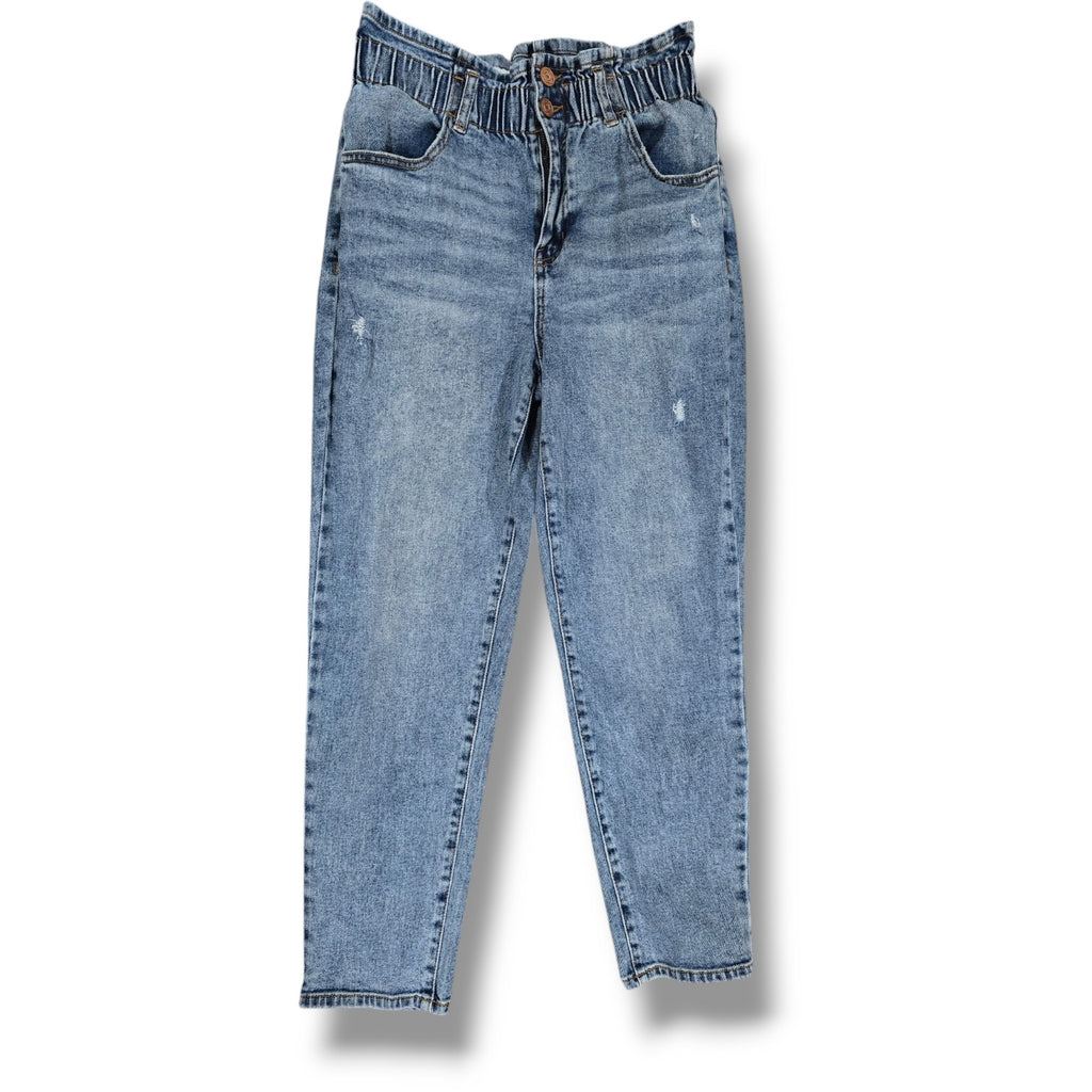 Rewind Women’s Blue Wash High Rise Mom Jeans Size 5/27 Juniors Distressed Denim