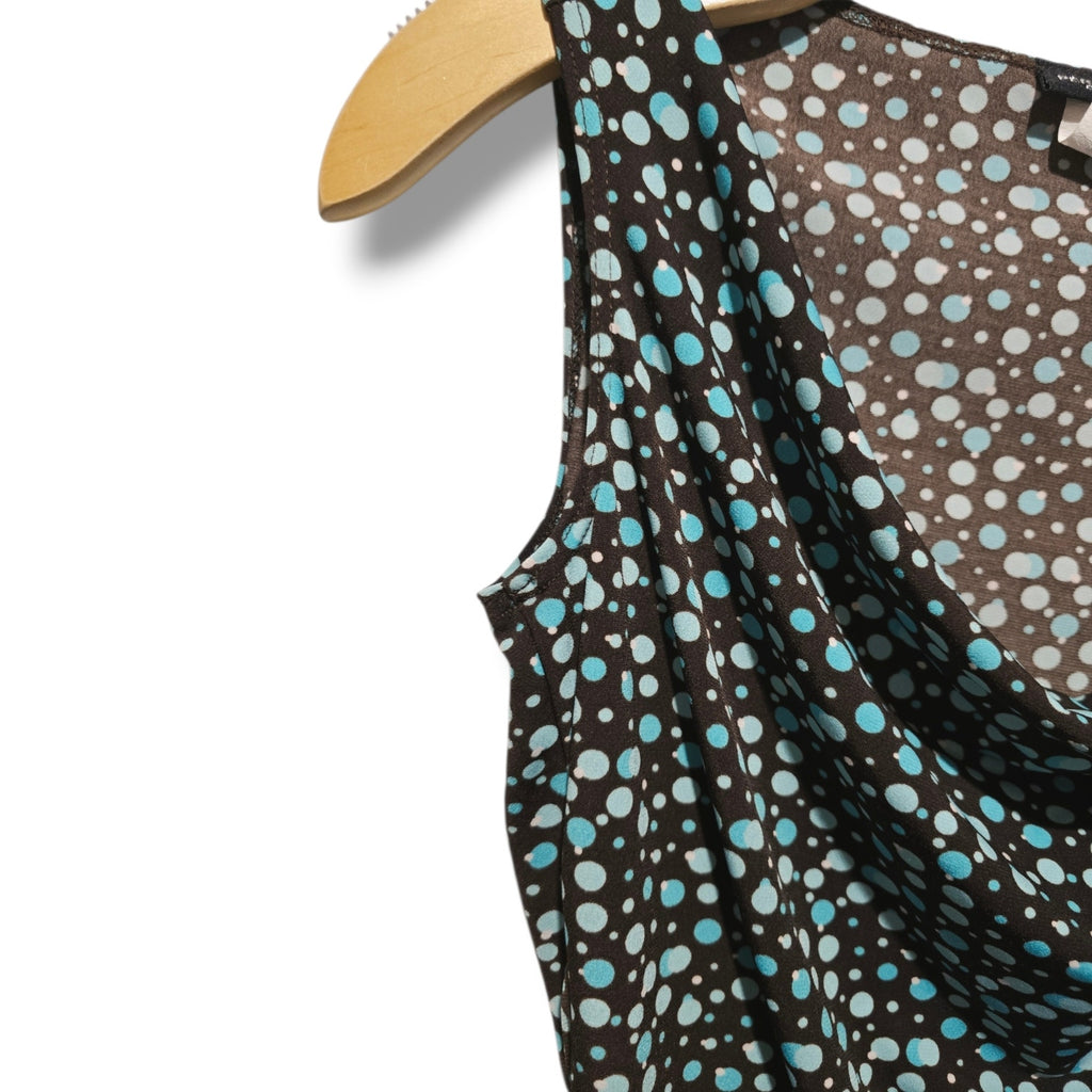 Perception Concept Women's PM Brown Blue Polka Dot Cowl Neck Tank Top