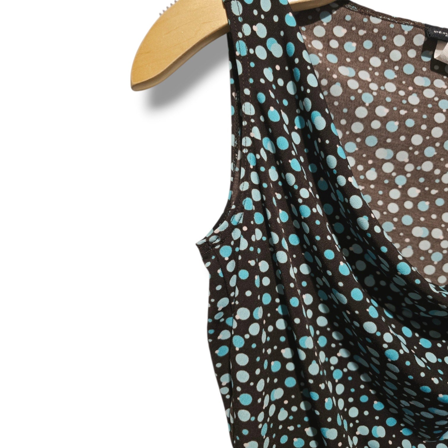 Perception Concept Women's PM Brown Blue Polka Dot Cowl Neck Tank Top