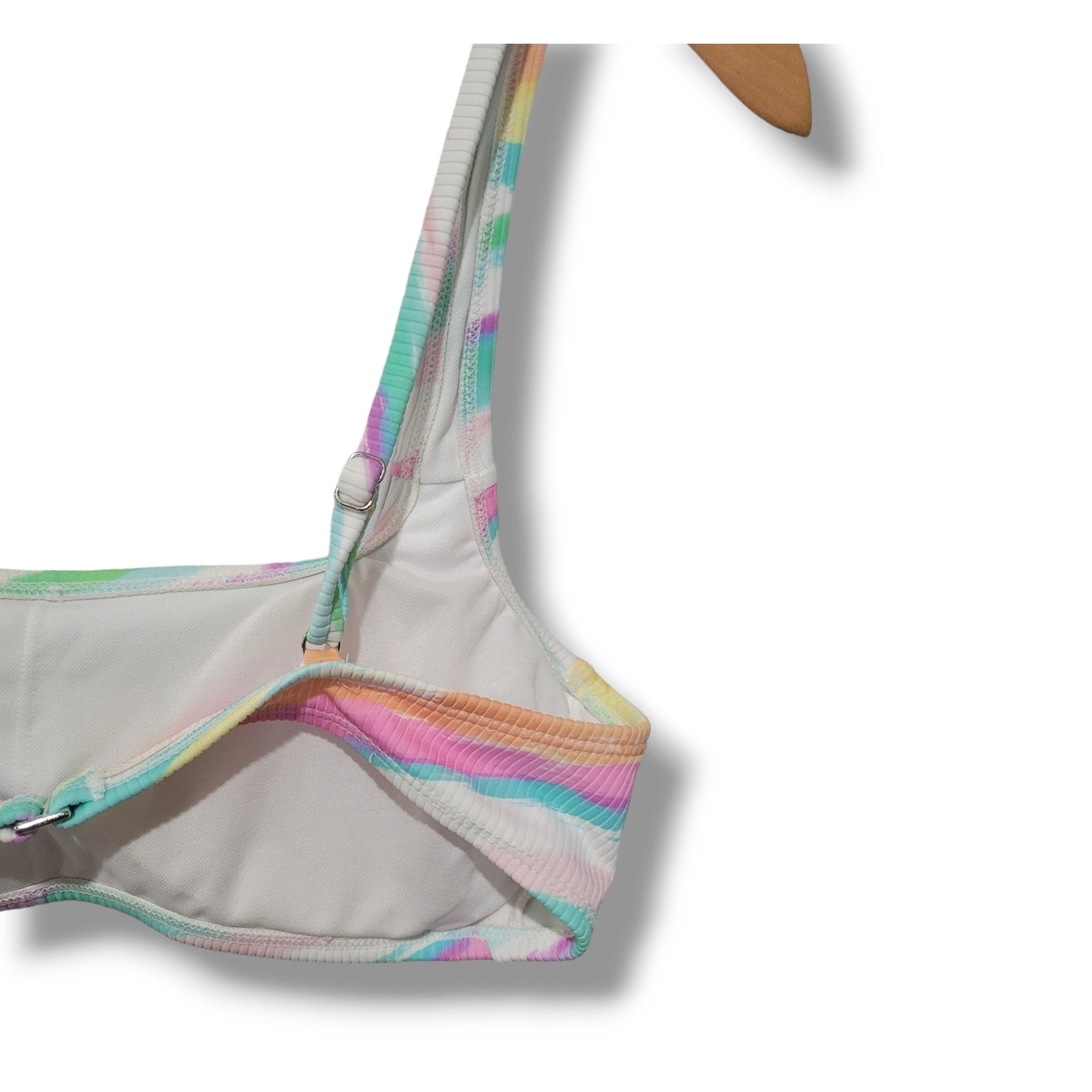 Xhilaration Juniors’ Multicolor Ribbed Square Neck Bralette Bikini Top – New