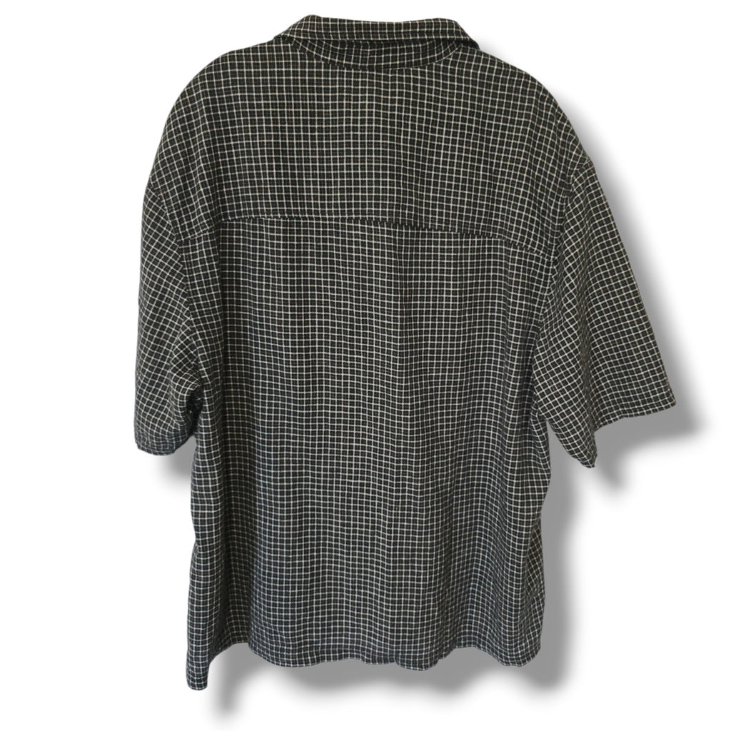 H&M Relaxed Fit Black & White Windowpane Linen-Blend Shirt – Large