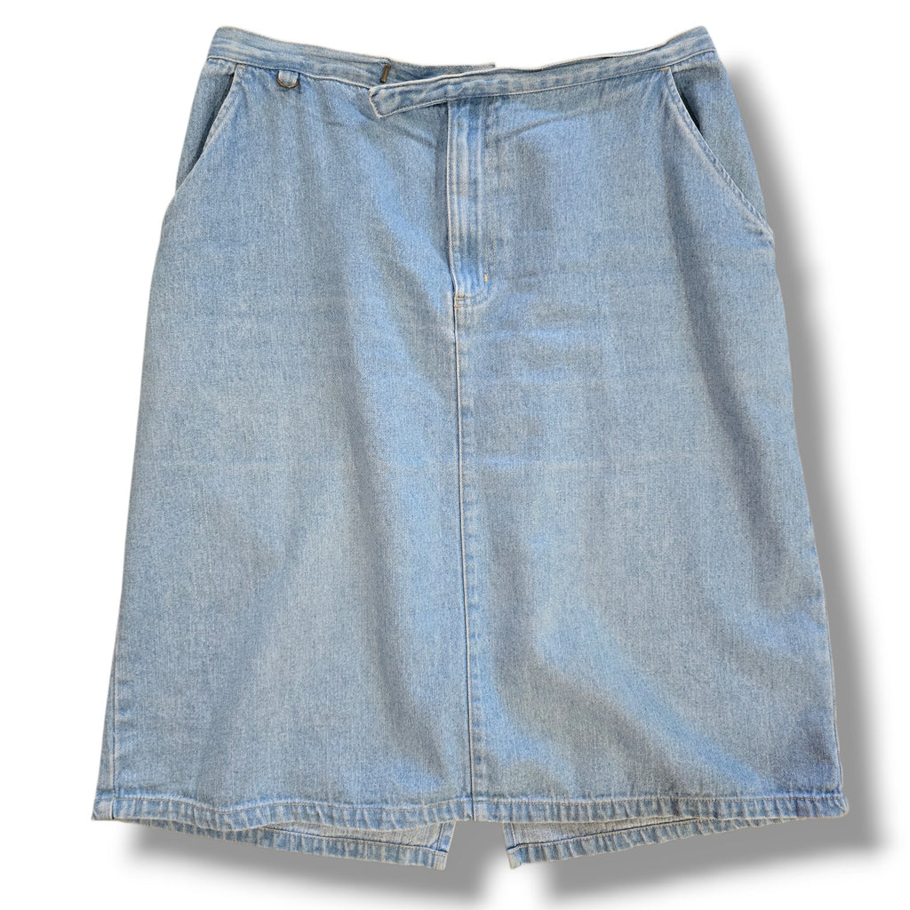 Vintage Blassport Petite High Waisted Denim Jean Midi Skirt 14P