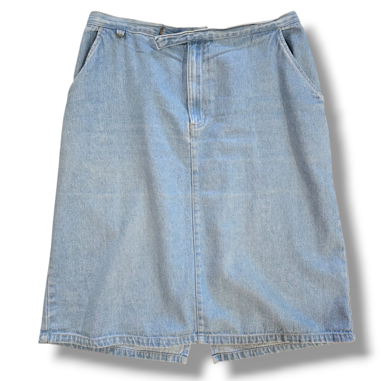 Vintage Blassport Petite High Waisted Denim Jean Midi Skirt 14P
