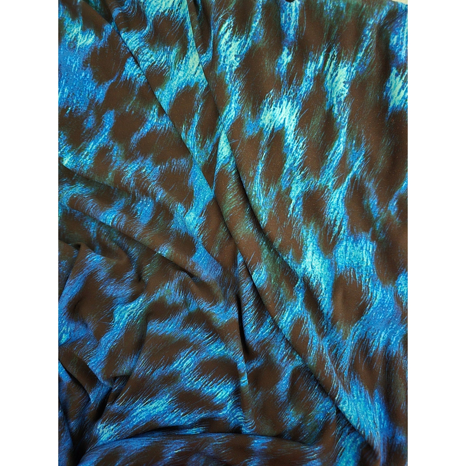 Chico's Women's Size 3 (XL) Blue Green Ombre Leopard Print V-Neck Sheath Dress