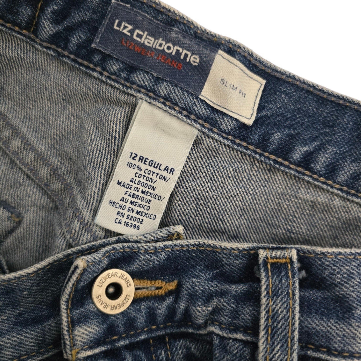 VTG 90s Lizwear Liz Claiborne Slim Fit Mom Jeans 100% Cotton Sz 12 Reg Altered