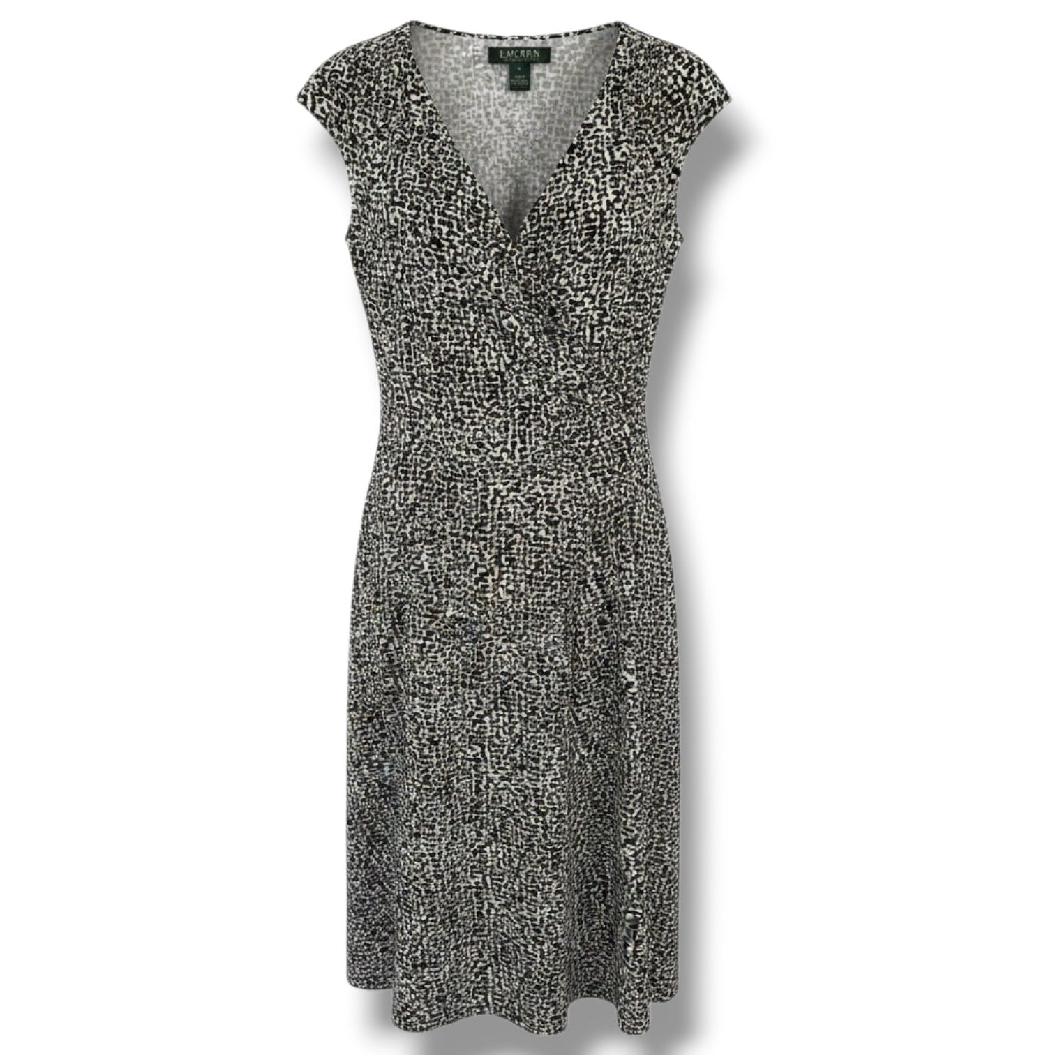 Lauren Ralph Lauren Faux Wrap Animal Print Midi Dress