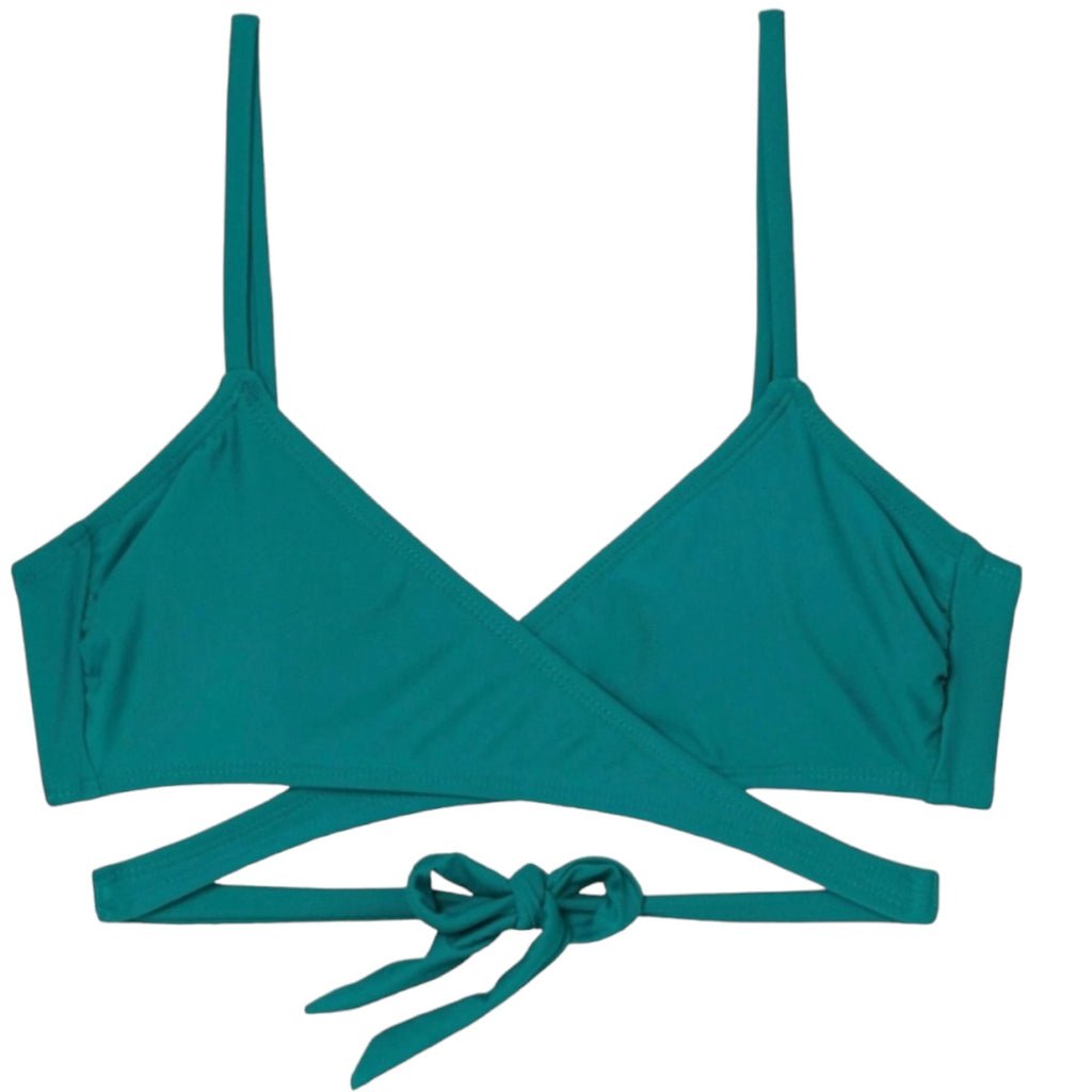 Xhilaration Juniors' Teal Wrap Front Swimwear Bralette Bikini Top
