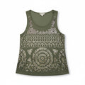 Charming Charlie Women's Olive Green Sequin Geometric Tank Top L Chiffon Back