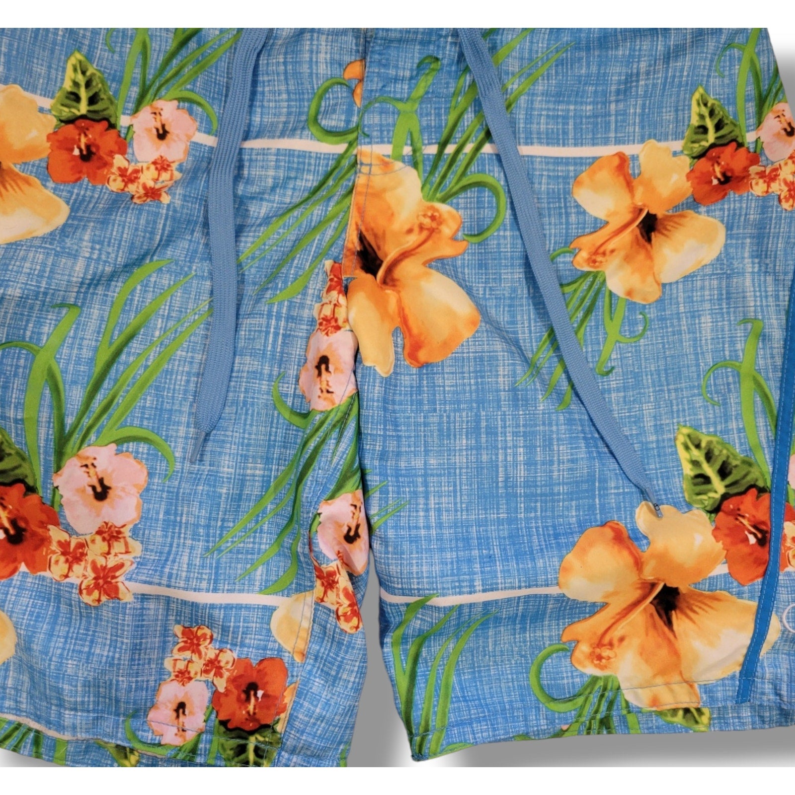 OP Ocean Pacific Men’s Blue Tropical Floral Swim Trunks - Medium