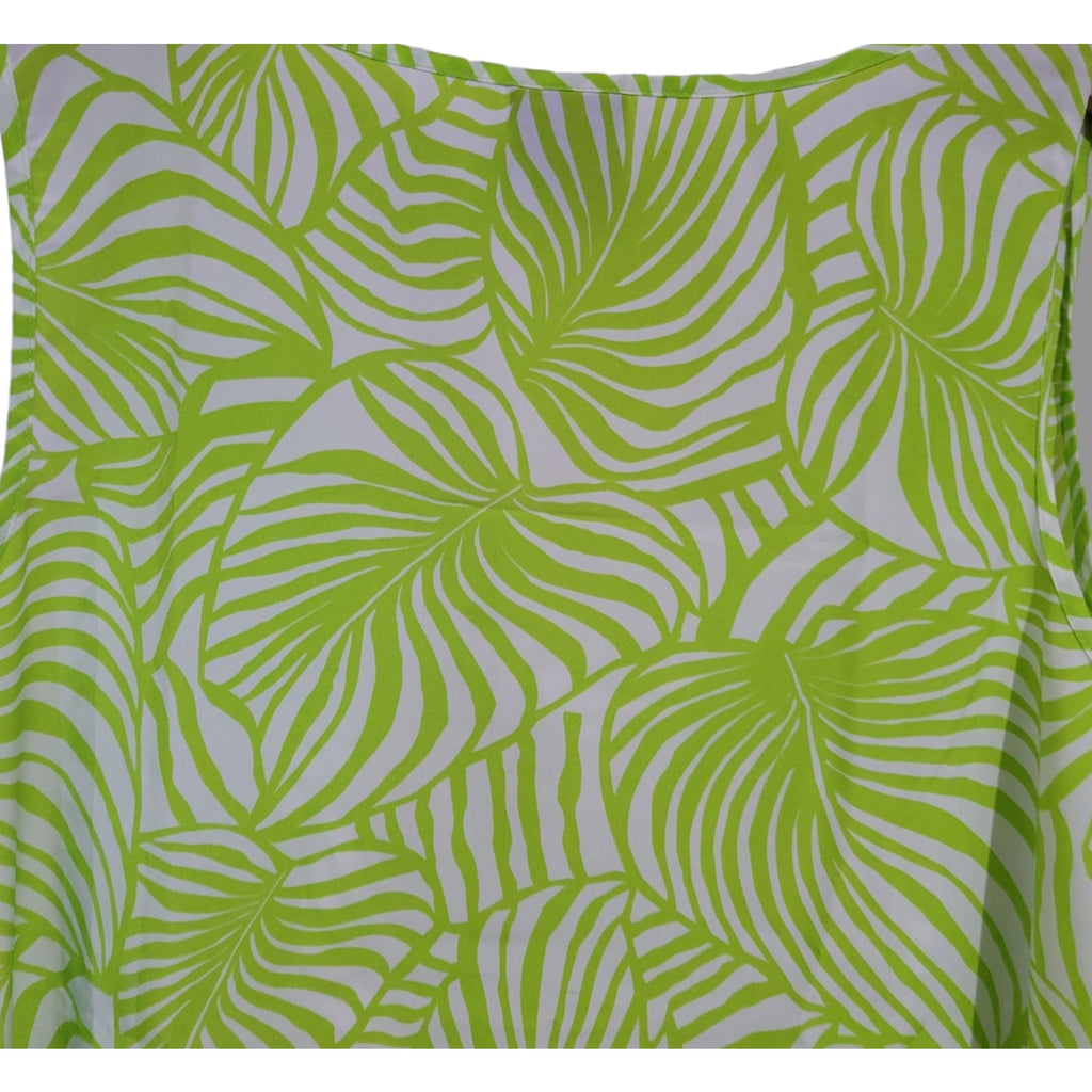 Falls Creek Green Botanical Leaf Sleeveless Blouse – XL, Lightweight