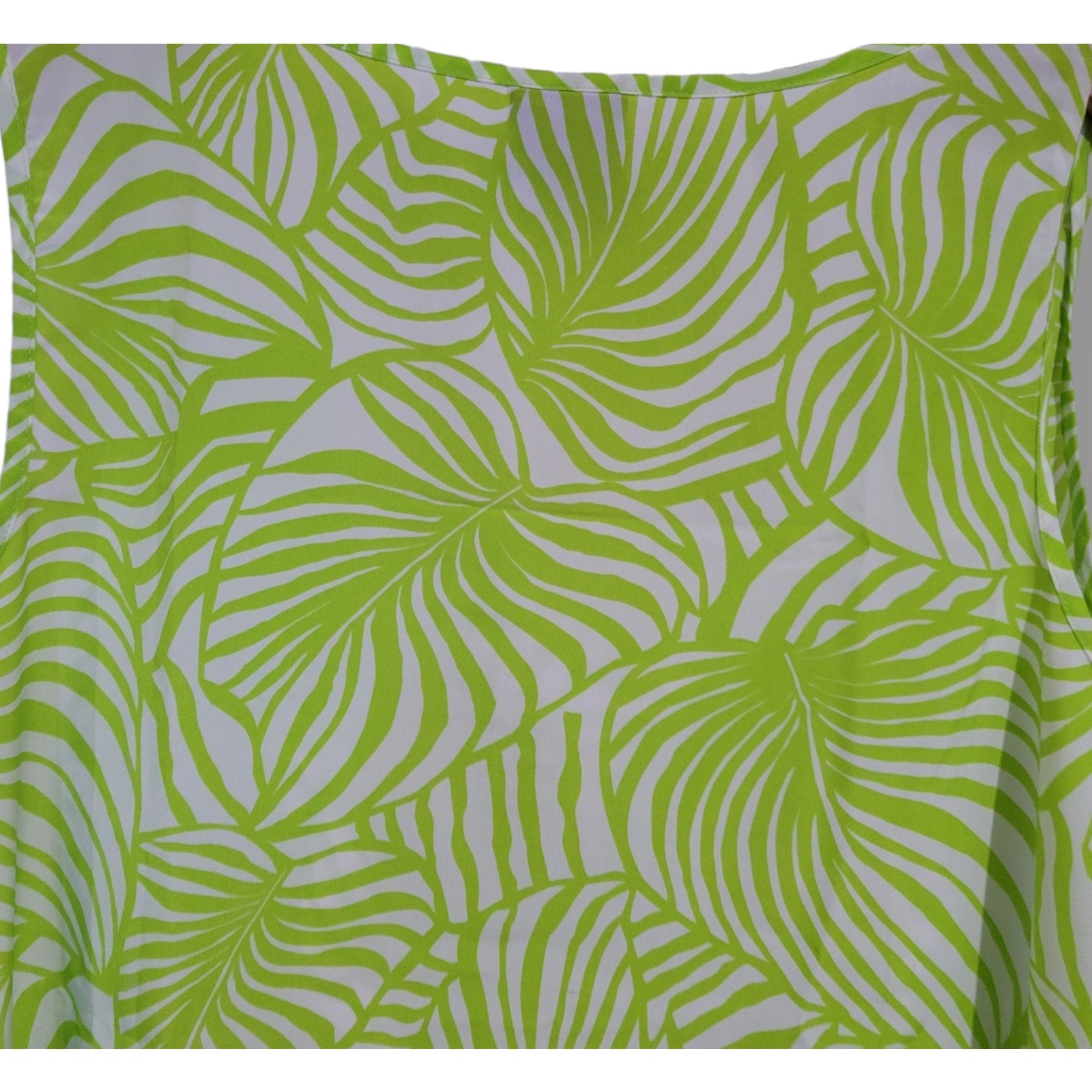 Falls Creek Green Botanical Leaf Sleeveless Blouse – XL, Lightweight