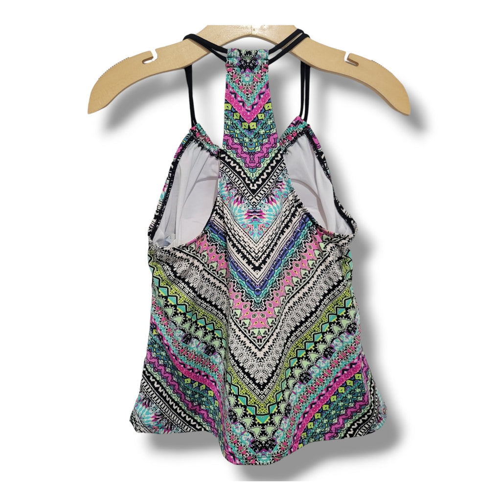 Clean Water Women’s Multicolor Mixed Print Tankini Swim Top Small Built-In Bra