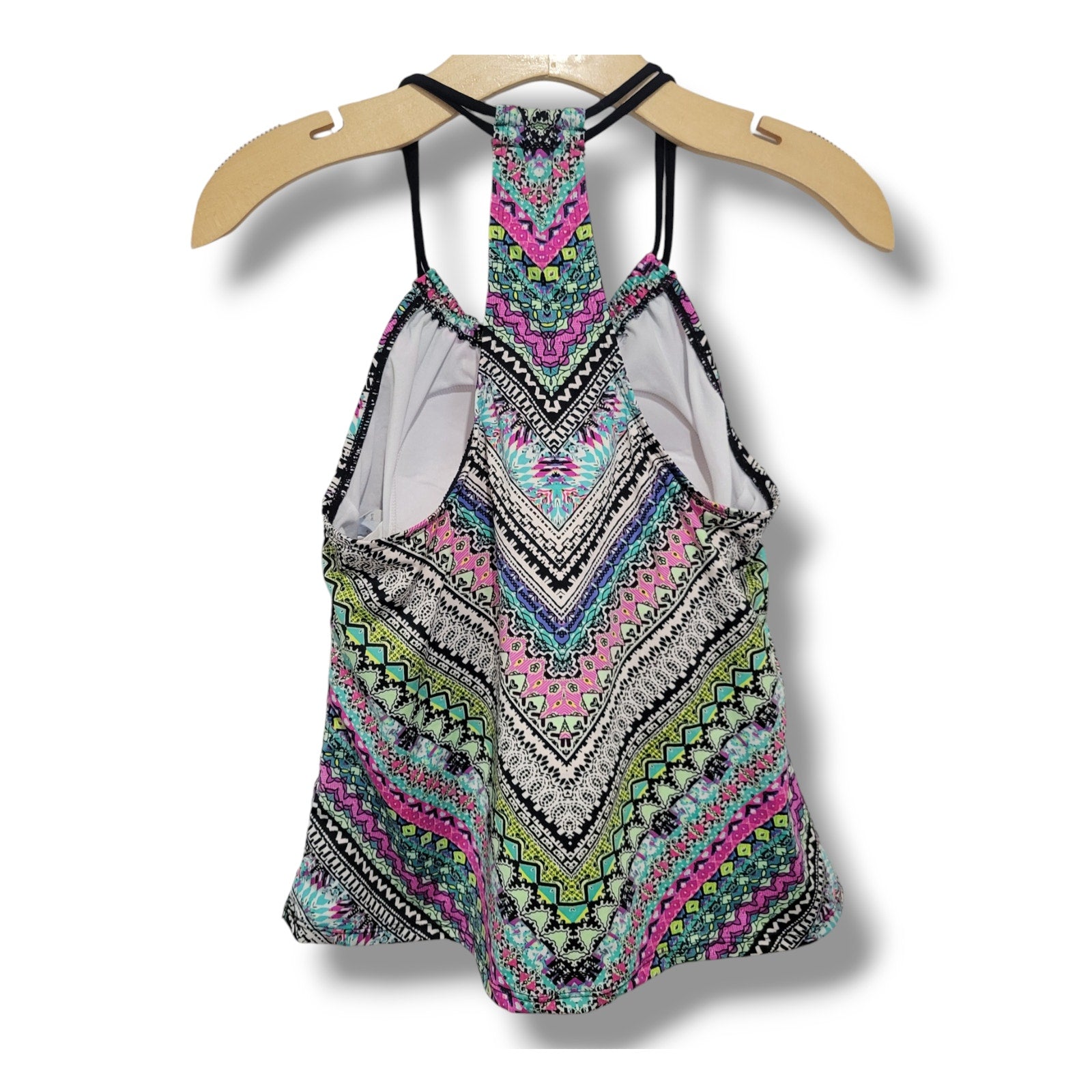 Clean Water Women’s Multicolor Mixed Print Tankini Swim Top Small Built-In Bra