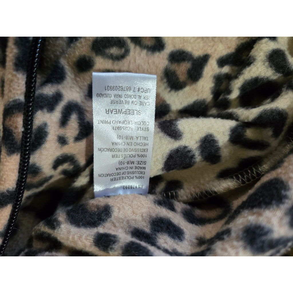 French Jenny Leopard Print Hooded One-Piece Pajamas - Size Medium