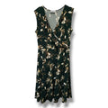 Leota Women’s Green Floral Sleeveless Faux Wrap Dress – Petite Medium