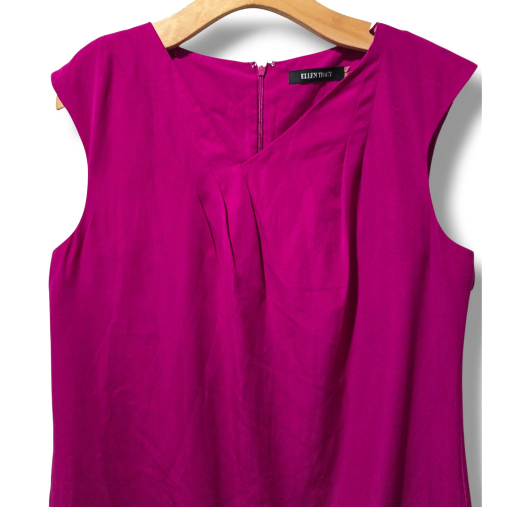 Ellen Tracy women's Magenta Pleated Sheath Dress Size 12