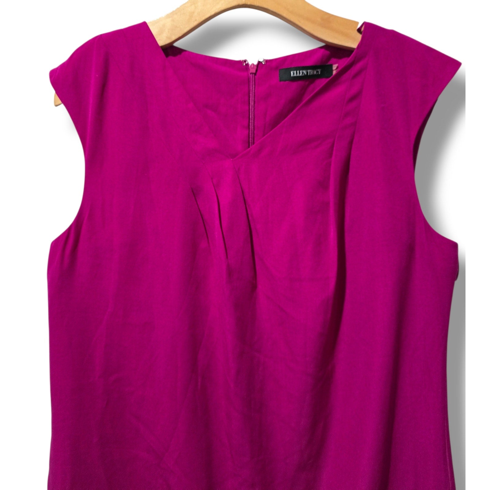 Ellen Tracy women's Magenta Pleated Sheath Dress Size 12