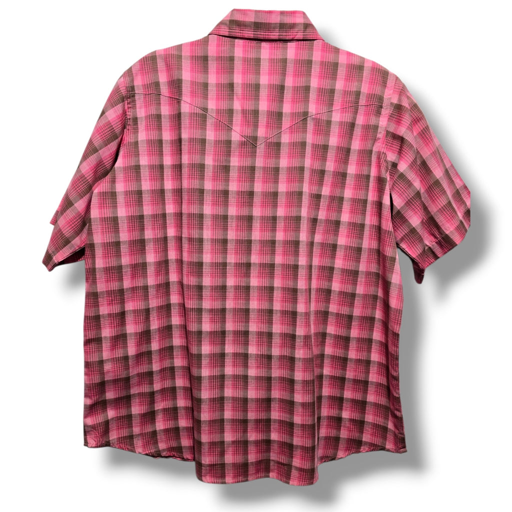 Wrancher by Wrangler Women's XL Pink Plaid Western Button Down Shirt