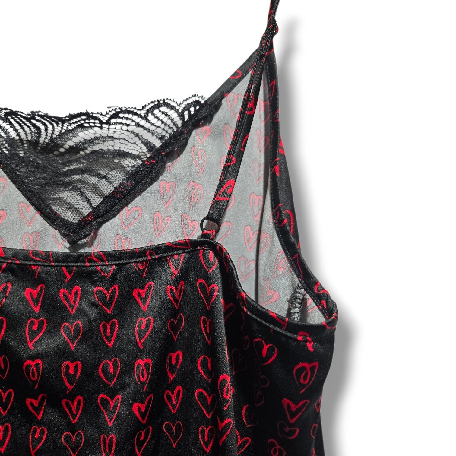 Rachel Rachel Roy women's Black & Red Heart Lace Trim Cami