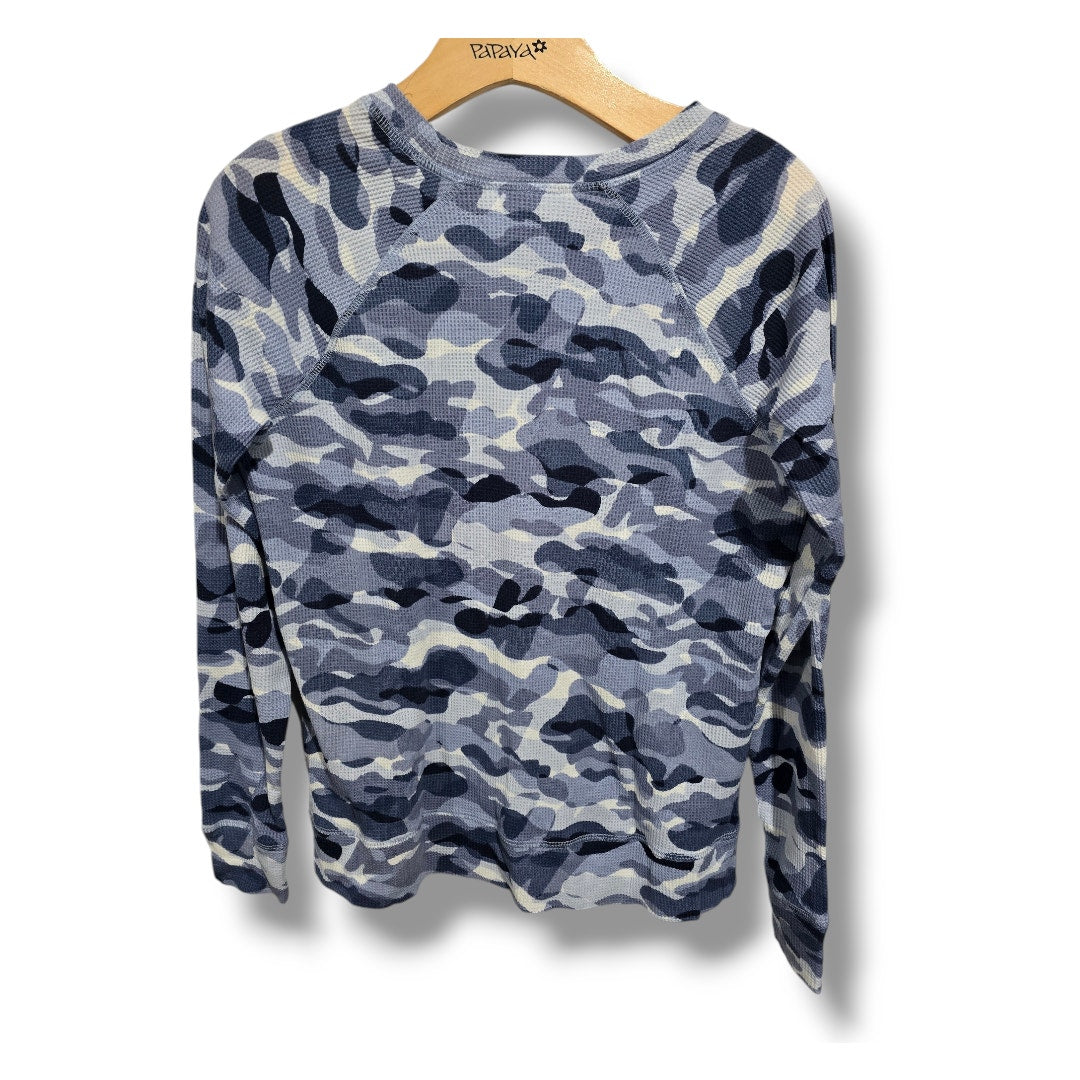 Karen Scott Sport Women’s Blue Camo Waffle Knit Crewneck Top - XS