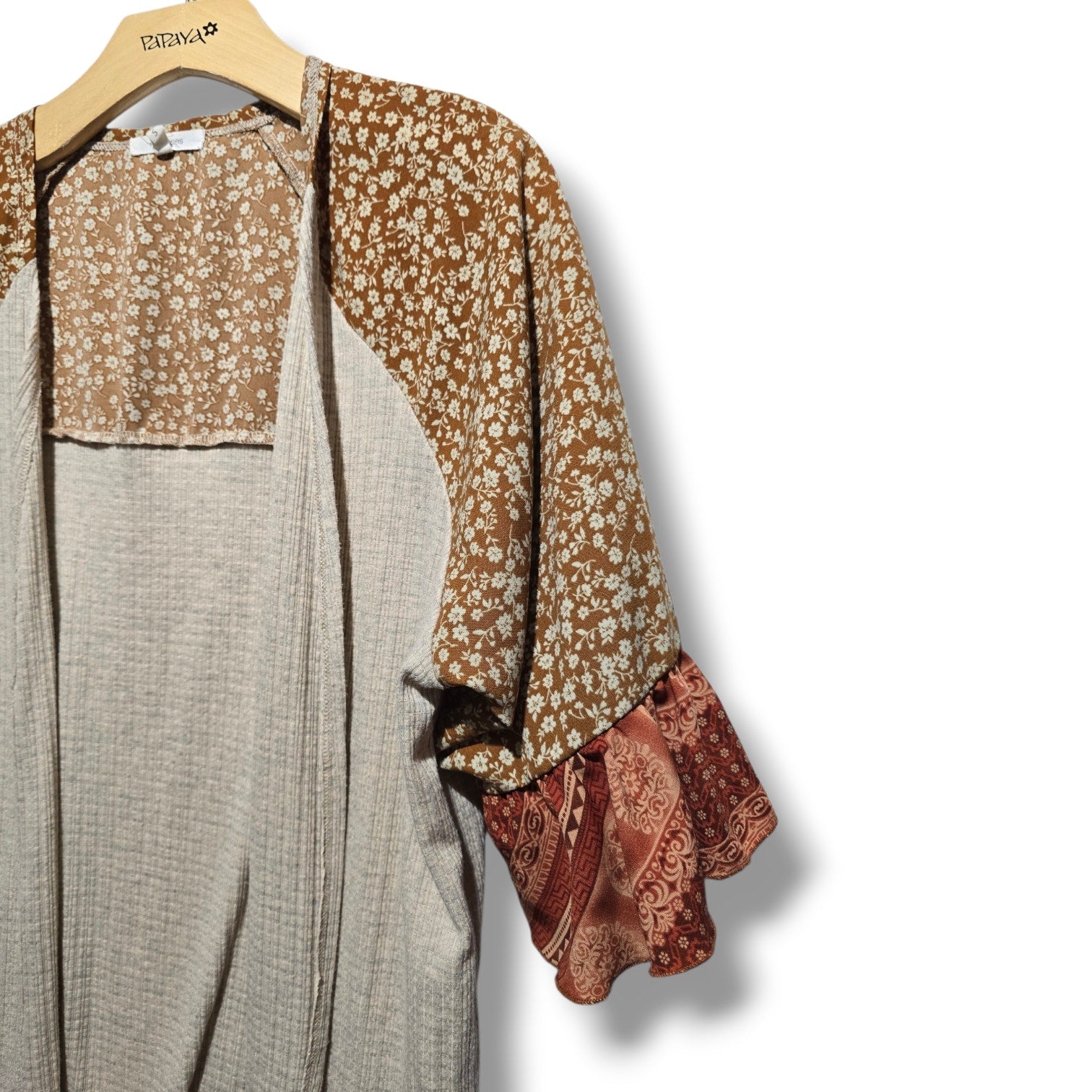 Maurices Women's Size Small Floral Paisley Mix Media Open Front Kimono Cardigan