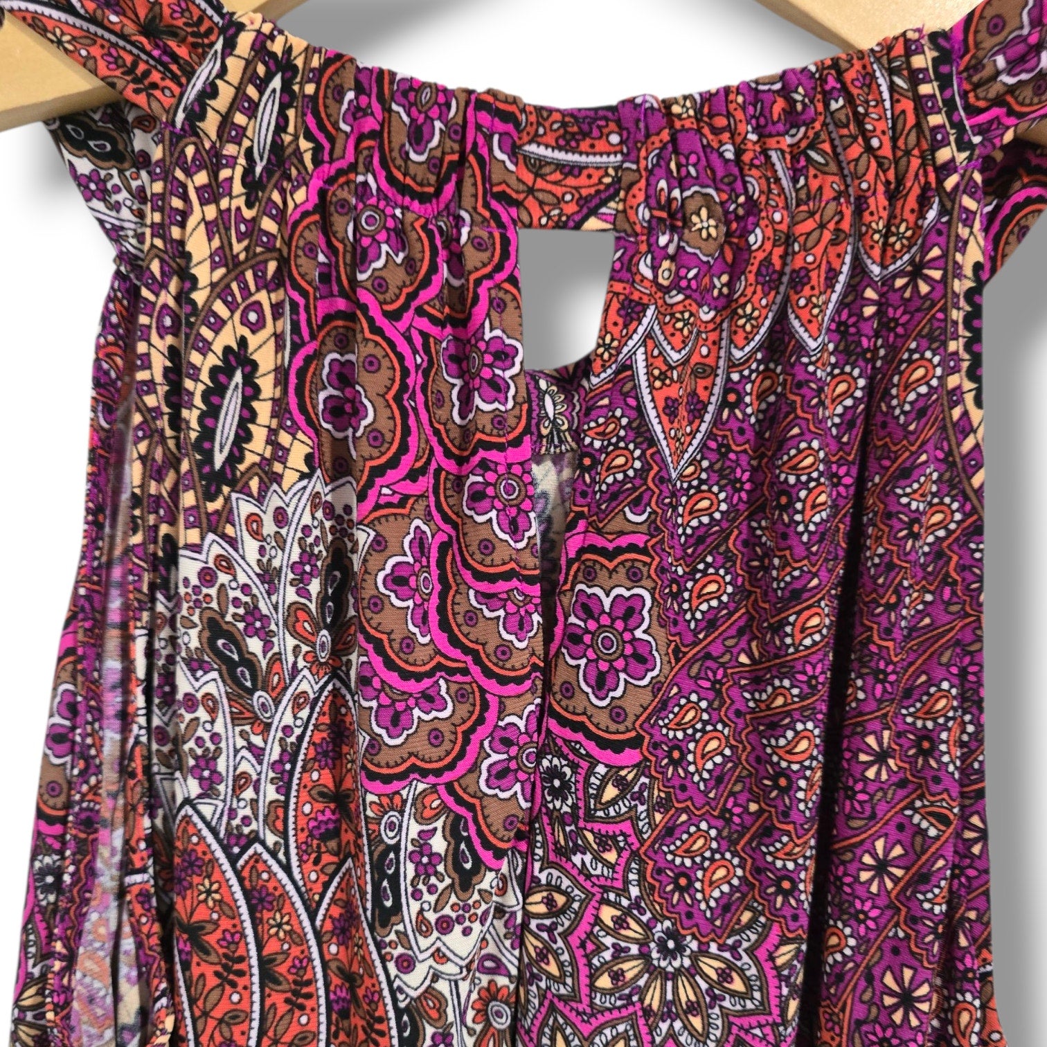 Anne Klein Women’s Multicolor Boho Print Maxi Dress with Side Slits – Size 6