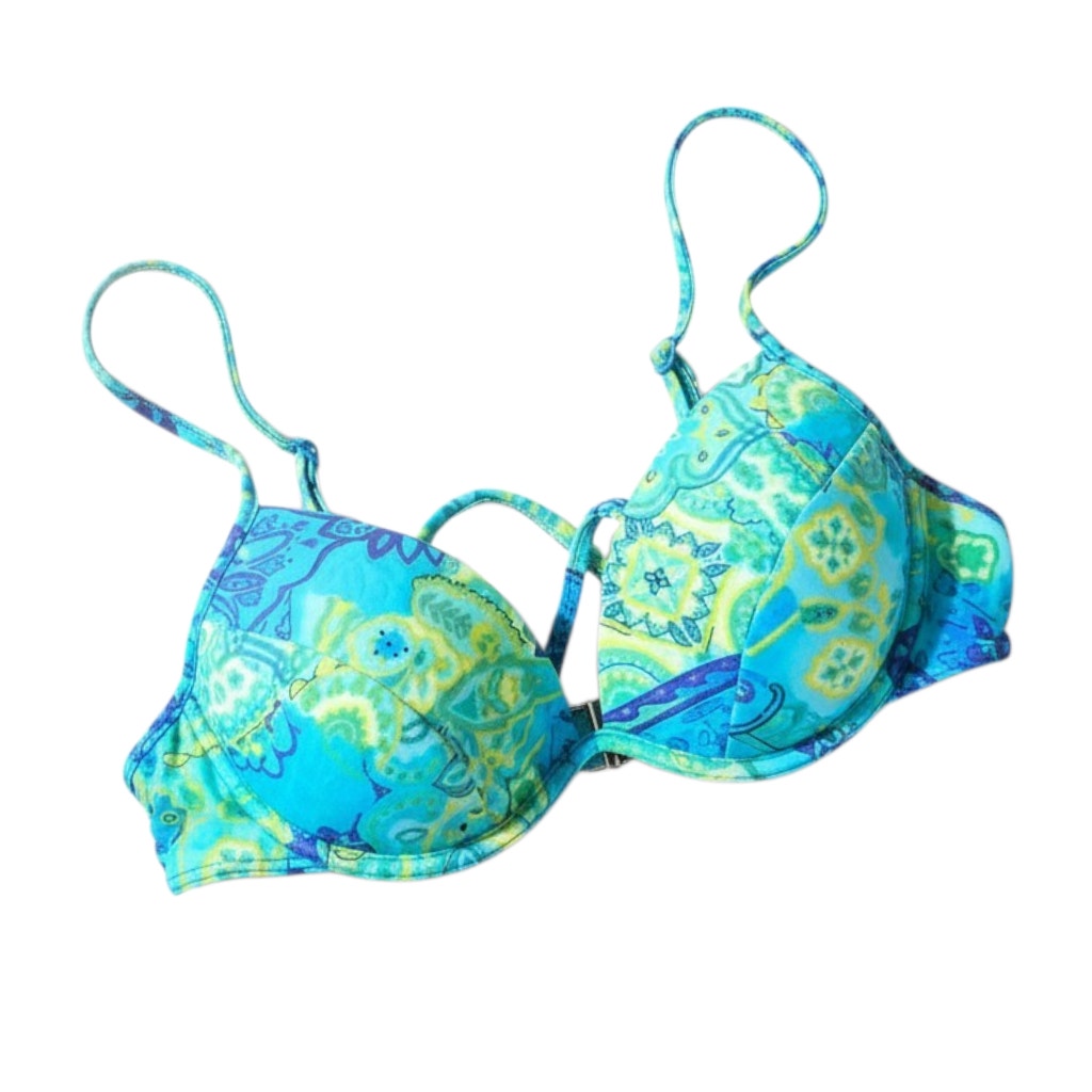 ST. JOHN'S BAY Women's Swim Top Size 14 Blue Teal Paisley Underwire Bikini Top