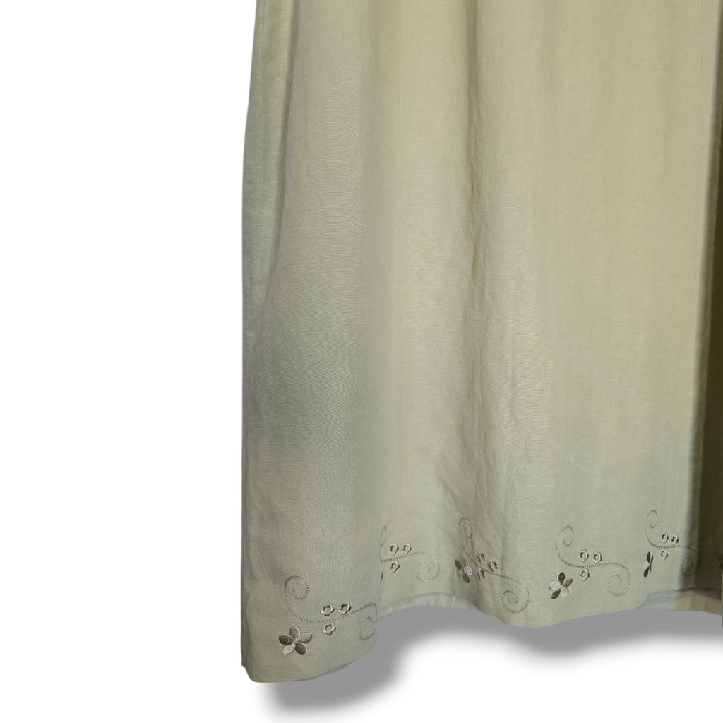 Laura Scott Woman Sage Green Sleeveless Shift Dress 24W Vintage Eyelet Hem