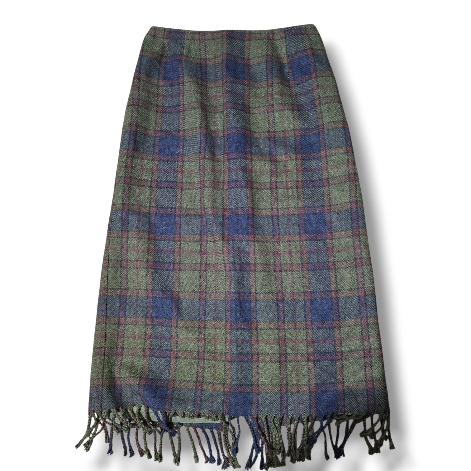 Worthington women's Petite Plaid Fringe Midi Skirt -8P