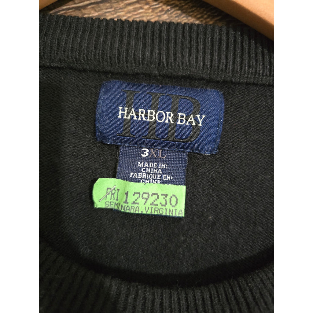 Harbor Bay Men's big and tall Black Striped Crewneck Knit Sweater