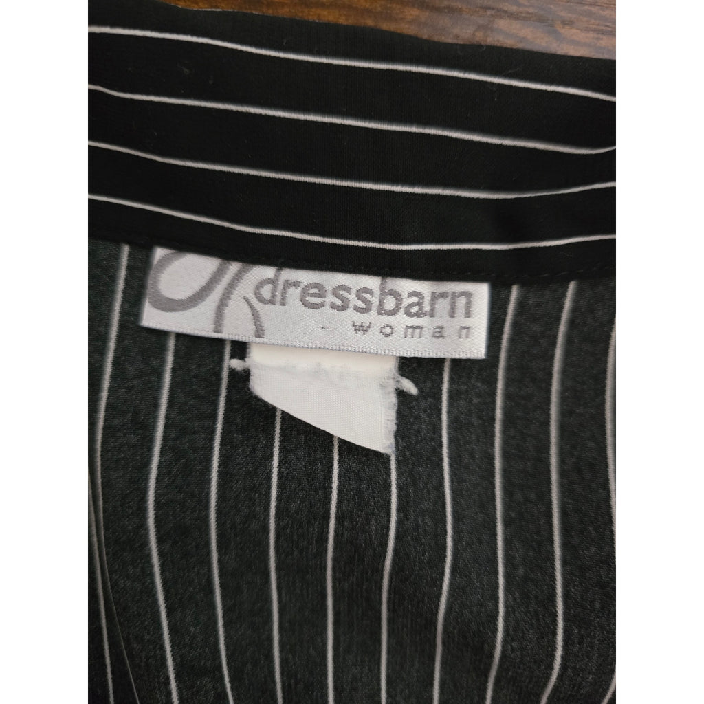 Dressbarn Woman Black White Chevron Pinstripe Button Down Shirt Estimated 1X