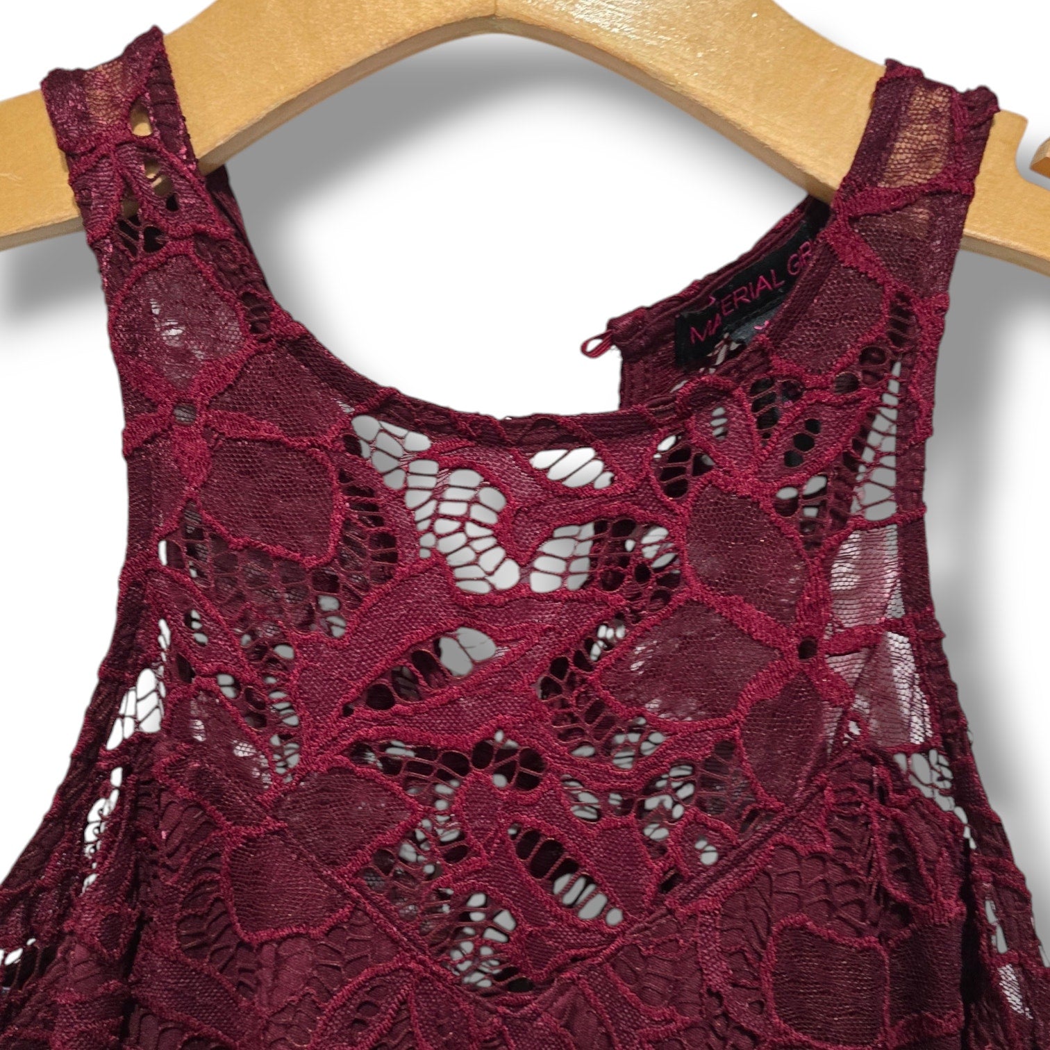 Madonna Material Girl Women’s Burgundy Lace Sleeveless Fit & Flare Dress Medium