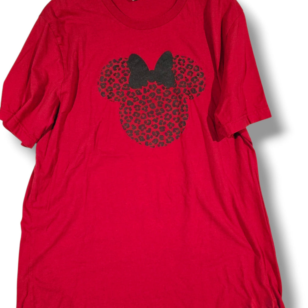 Bella + Canvas Red Minnie Mouse Leopard Print Graphic Tee – Size 2XL