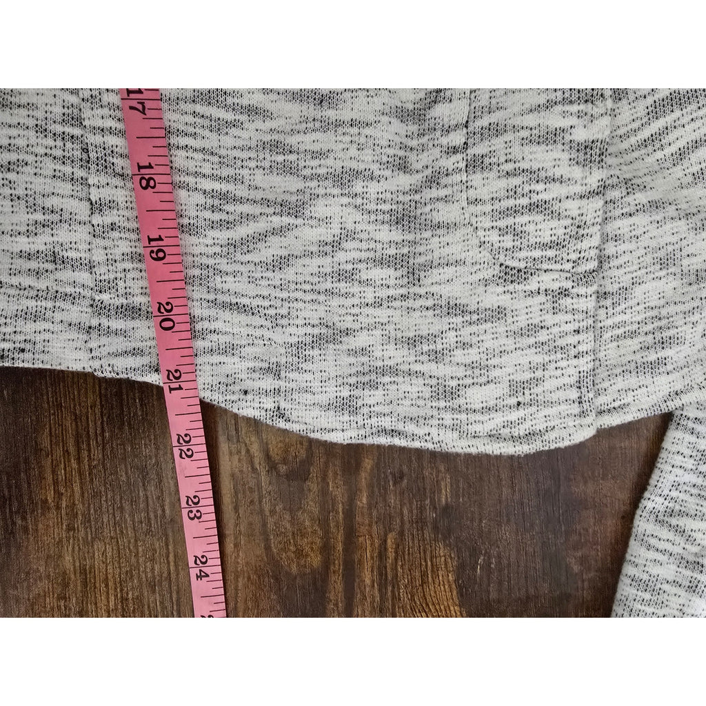 Cabi Women's Size S Light Grey Black Space Dye Asymmetric Zip Knit Jacket
