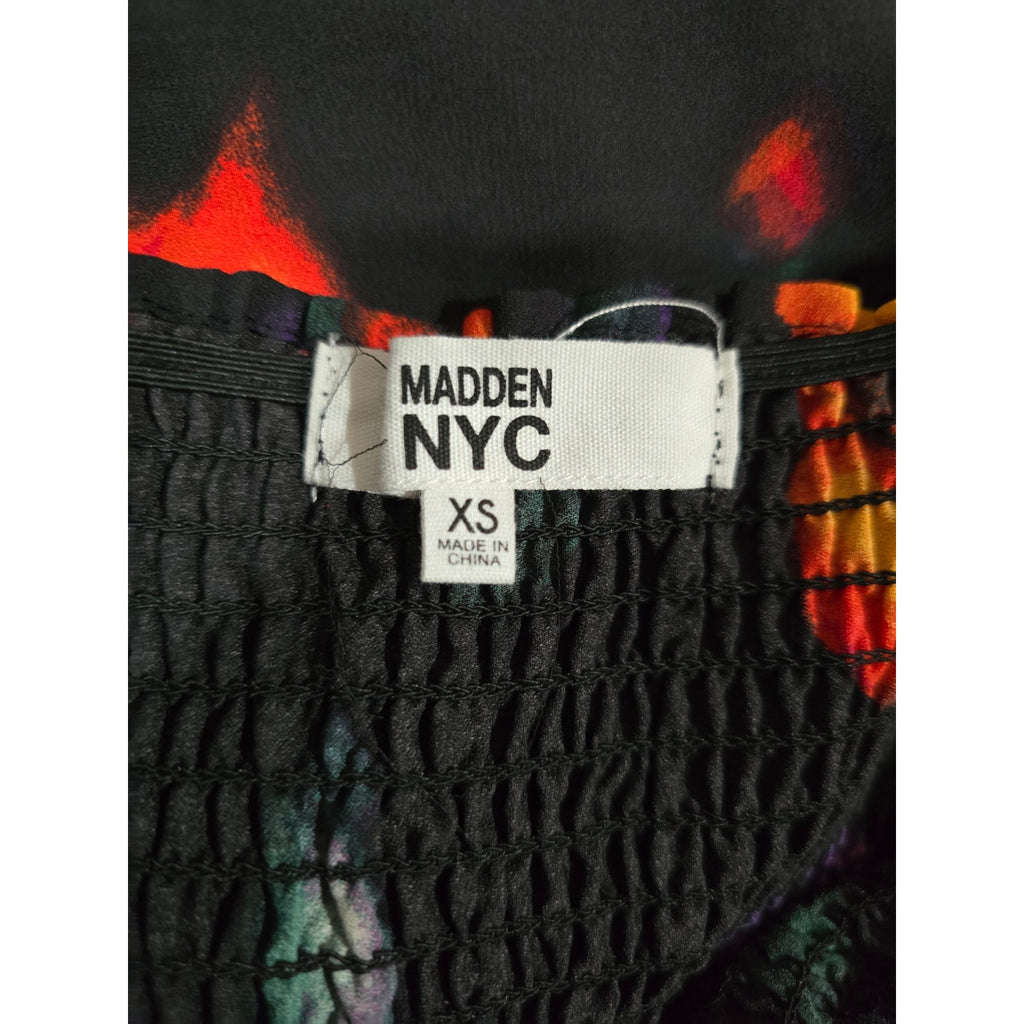 Madden NYC's Juniors black floral semi-sheer Halter Dress - xs
