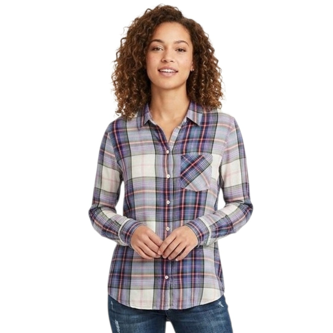 GAP Women’s Purple Plaid Button-Up Long Sleeve Shirt Medium