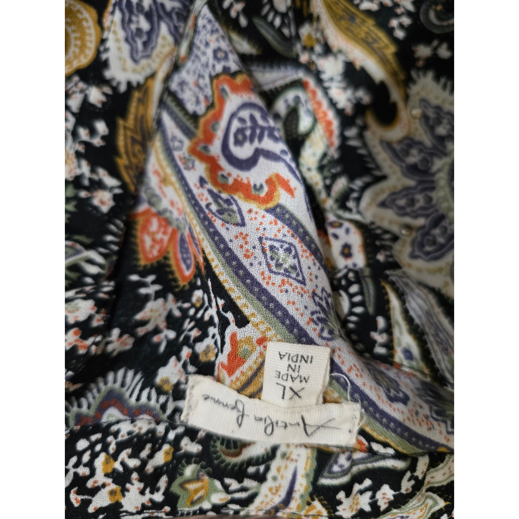 Antilia Femme women's Paisley Split-Neck Roll-Tab Blouse xl
