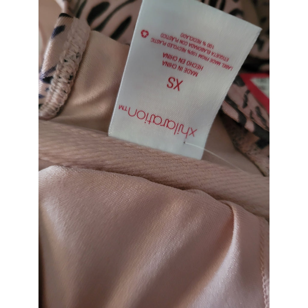 Xhilaration Juniors Pink & Gray Animal Print Tie Front Bikini Top XS