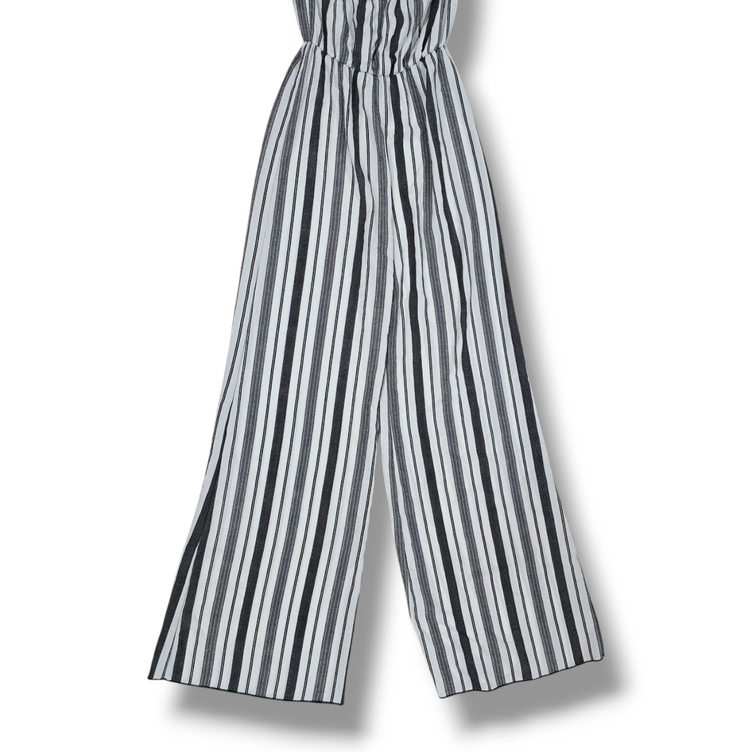 Lani Women’s Black & White Striped Strapless Wide-Leg Jumpsuit – Size Small