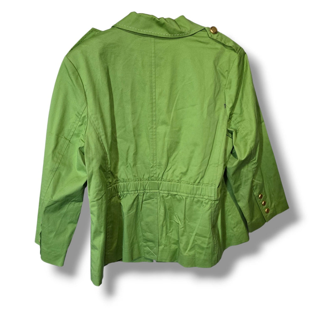 Joan Rivers Women’s Green Military Style Jacket w/ Gold Buttons & Pockets Large