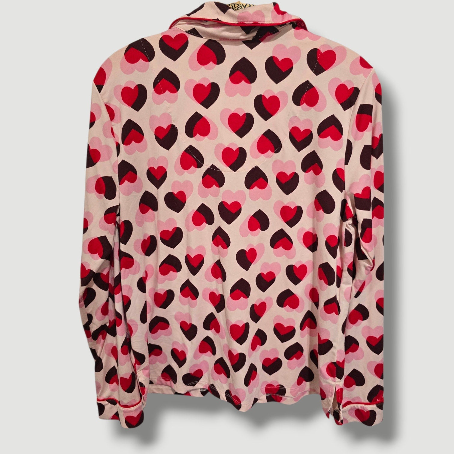 Kate Spade New York Women’s Pink Hearts Sleepwear Small Button Down Pajama Shirt