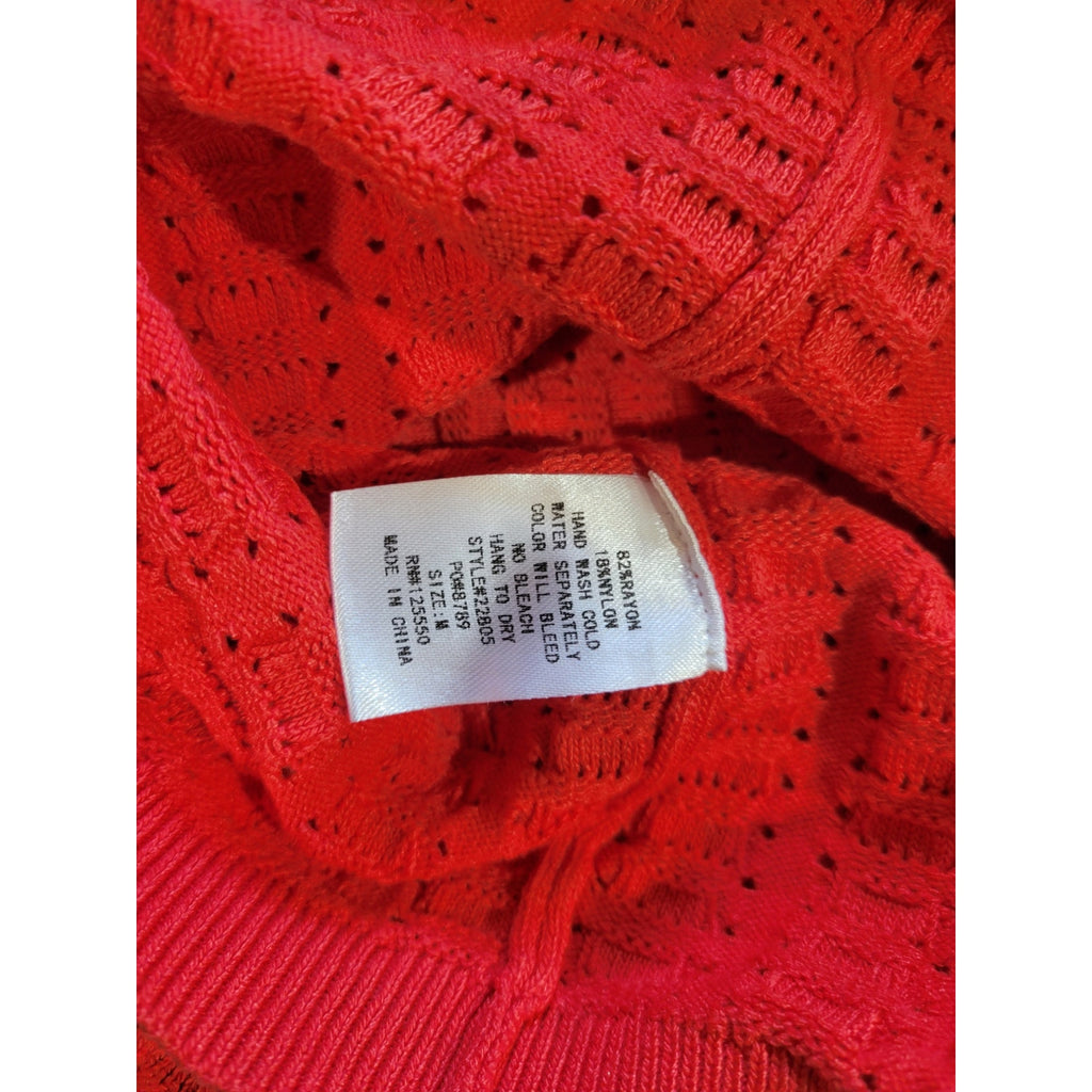 Hera Collection Women’s Orange Angelica Open-Knit Mini Dress – Size Medium